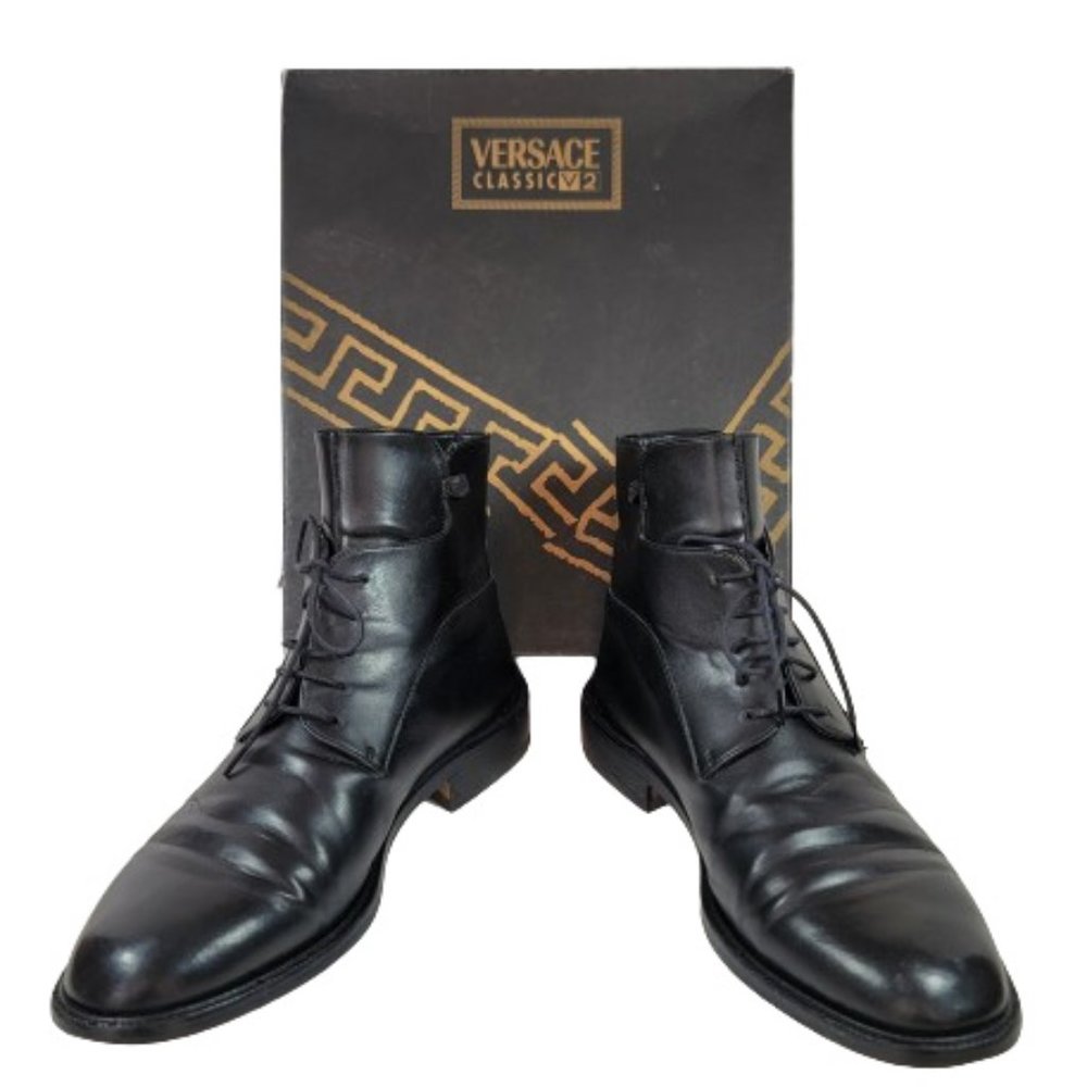 VERSACE CLASSIC V2 MEN'S LEATHER ANKLE BOOTS